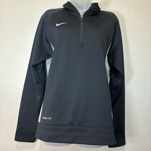 Nike Pullover Jacket Therma-Fit 1/4 Zip Black with Grey Side Stripes Women’s M